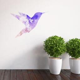 Watercolor Flowery Bird Wall Sticker Decal - Kids Stickers, Animals Childrens Decals, Art, Room - thumbnail 2