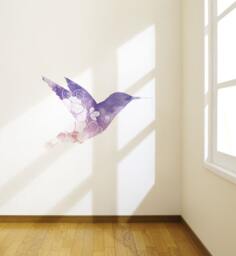 Watercolor Flowery Bird Wall Sticker Decal - Kids Stickers, Animals Childrens Decals, Art, Room