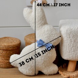 Cute Bunny With Bow Tie - Rabbit 24 Colors Teddy Boucle Decorative Pillow - thumbnail 4