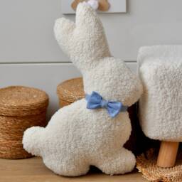 Cute Bunny With Bow Tie - Rabbit 24 Colors Teddy Boucle Decorative Pillow - thumbnail 3