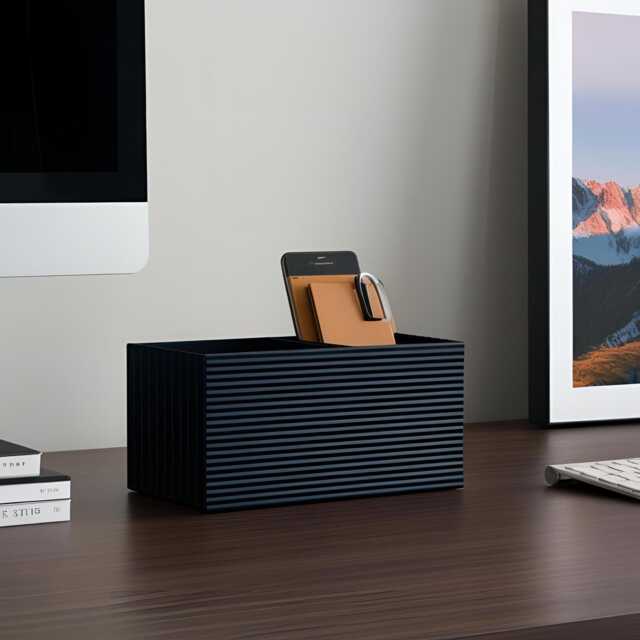 Modern Design Office Organiser With Ribbed Surface - Desk Storage Box, Home Decor - image 1