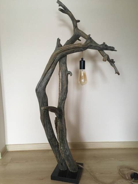 Driftwood Lamp Made Of Pine With Edison Lightbulb A Robe Cord - image 1
