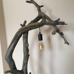 Driftwood Lamp Made Of Pine With Edison Lightbulb A Robe Cord - thumbnail 2