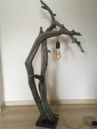 Driftwood Lamp Made Of Pine With Edison Lightbulb A Robe Cord - thumbnail 1