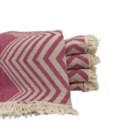 Fushia Turkish Beach Towel, Turkish Zigzag Cotton Duble Sided Wedding Gift, Softened Bath Luxury Towel - thumbnail 1
