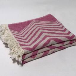 Fushia Turkish Beach Towel, Turkish Zigzag Cotton Duble Sided Wedding Gift, Softened Bath Luxury Towel - thumbnail 2