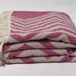Fushia Turkish Beach Towel, Turkish Zigzag Cotton Duble Sided Wedding Gift, Softened Bath Luxury Towel - thumbnail 3