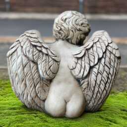 Concrete Baby Angel Figure Stone Sculpture Outdoor Memorial Child Statue Sleeping Ornament Angel Lover Gift Front Door Art - thumbnail 4