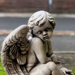 Concrete Baby Angel Figure Stone Sculpture Outdoor Memorial Child Statue Sleeping Ornament Angel Lover Gift Front Door Art - thumbnail 2