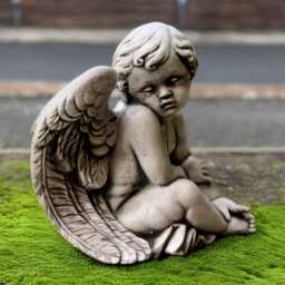 Concrete Baby Angel Figure Stone Sculpture Outdoor Memorial Child Statue Sleeping Ornament Angel Lover Gift Front Door Art - thumbnail 3