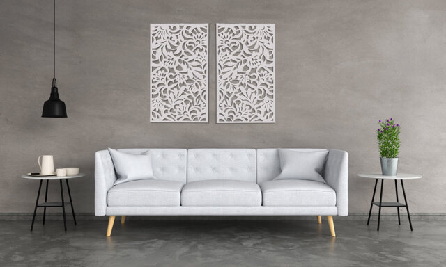 3D Stylish Wood Wall Art Decor, Flowers, Openwork Ornament Painting, Decorative Wooden Panel, Floral Flower - image 1