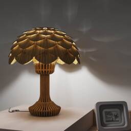 Table Lamp Artisan Walnut Accent Lamp Handmade Minimalist Lighting - thumbnail 3