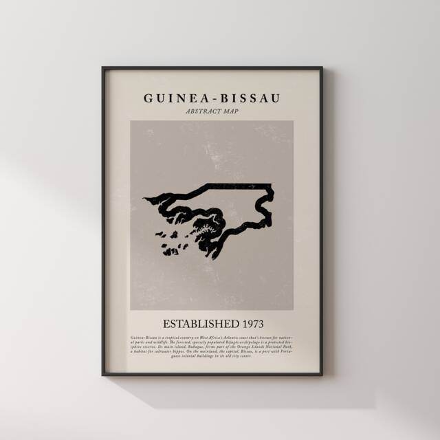 Guinea-Bissau Map Vintage Abstract Wall Art Print Picasso + Matisse Inspired Travel Poster - image 1