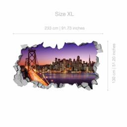 San Francisco Skyline - 3D Wall Decals Wall Art Sticker Decal Wallpaper Art Sku Nibr3Dw - thumbnail 4