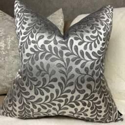 John Lewis & Partners Vera Leaf Fabric, Cushion Cover, Pillow Throw Pillow, Steel Grey - Design Satin Look , Designer Fabric