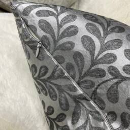 John Lewis & Partners Vera Leaf Fabric, Cushion Cover, Pillow Throw Pillow, Steel Grey - Design Satin Look , Designer Fabric - thumbnail 4