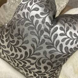 John Lewis & Partners Vera Leaf Fabric, Cushion Cover, Pillow Throw Pillow, Steel Grey - Design Satin Look , Designer Fabric - thumbnail 3