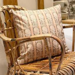 Floral Green Cushion With Duck Feather Insert - Beige & Olive Botanical Print Throw Pillow - thumbnail 2