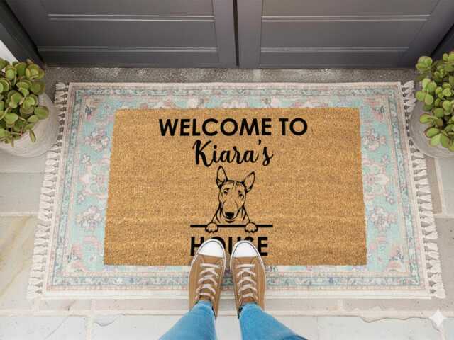 Custom Welcome Dog Mat - Gift For Owner To Our House Doormat Breed Rug - image 1