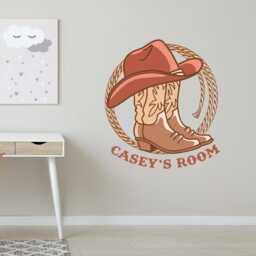 Cowgirl Wall Sticker - Cowboy Hat & Boots Personalised Art - thumbnail 2