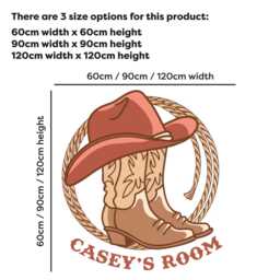 Cowgirl Wall Sticker - Cowboy Hat & Boots Personalised Art - thumbnail 3