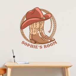 Cowgirl Wall Sticker - Cowboy Hat & Boots Personalised Art - thumbnail 1