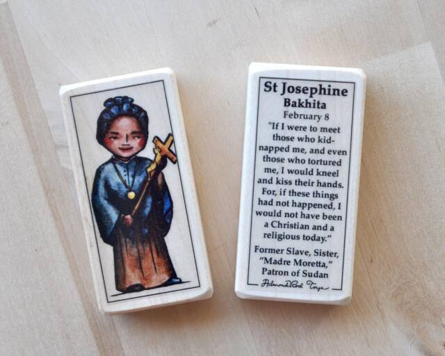st Josephine Bakhita Patron Saint Block With Gift Bag // Of Sudan, Slaves Catholic Toys By Almondrod - image 1