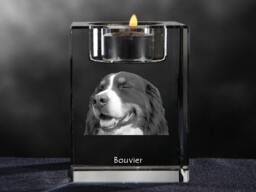 Flandres Cattle Dog, Crystal Candlestick With Dog, Souvenir, Decoration, Limited Edition, Collection