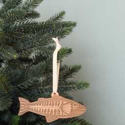 Fish Wood Ornament [Fisherman Gift, Gift For Dad, Wooden Ornaments, Personalized Gifts, Christmas, Holiday, Stocking Stuffers, Him] - thumbnail 3