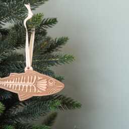 Fish Wood Ornament [Fisherman Gift, Gift For Dad, Wooden Ornaments, Personalized Gifts, Christmas, Holiday, Stocking Stuffers, Him] - thumbnail 2