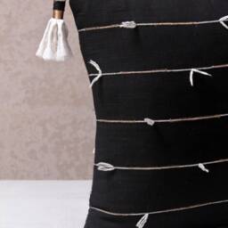 Black White Handloom Cotton Bohemian, Bali Style Pillow Cover, Decorative Handmade Throw Cover, Embroidered Cover Wlcc059 - thumbnail 3