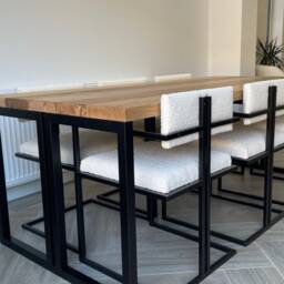 Dining Chairs - Boucle Chair By Piers Henry Black Kitchen Stool Metal Frame Fabic - thumbnail 4