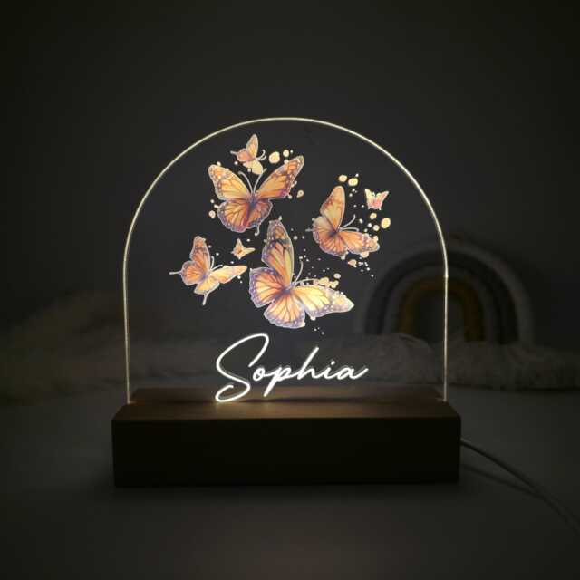 Personalized Butterfly Night Light Lamp For Girls Bedrooms - Customized Butterflies Kids Room Children & Nursery - image 1