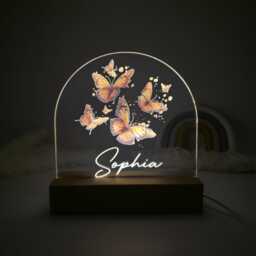 Personalized Butterfly Night Light Lamp For Girls Bedrooms - Customized Butterflies Kids Room Children & Nursery - thumbnail 1