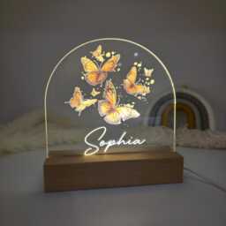 Personalized Butterfly Night Light Lamp For Girls Bedrooms - Customized Butterflies Kids Room Children & Nursery - thumbnail 2