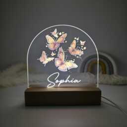 Personalized Butterfly Night Light Lamp For Girls Bedrooms - Customized Butterflies Kids Room Children & Nursery - thumbnail 3
