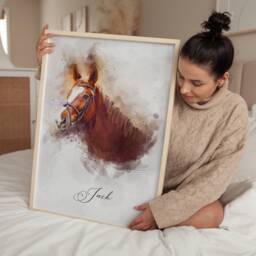 Equestrian Gift, Watercolor Horse Portrait From Photo, Owner Sketch, Equine Art, Custom - thumbnail 1