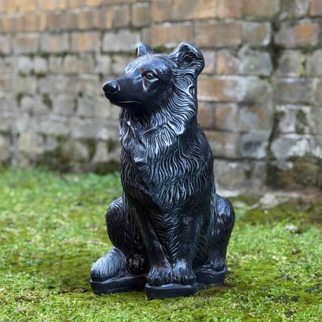 Massive Black Dog Statue Concrete Collie Sculpture Garden Pet Figurine Memorial Decoration Front Door Ornament Lover Gift - image 1