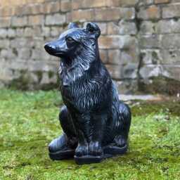 Massive Black Dog Statue Concrete Collie Sculpture Garden Pet Figurine Memorial Decoration Front Door Ornament Lover Gift - thumbnail 3