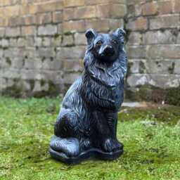 Massive Black Dog Statue Concrete Collie Sculpture Garden Pet Figurine Memorial Decoration Front Door Ornament Lover Gift - thumbnail 2