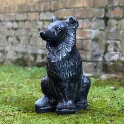 Massive Black Dog Statue Concrete Collie Sculpture Garden Pet Figurine Memorial Decoration Front Door Ornament Lover Gift - thumbnail 1