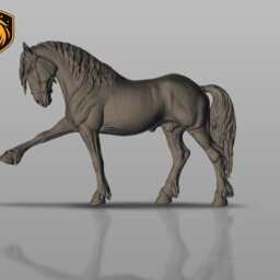 Friesian Horse With Bridle - Collected Trot Pose - Unpainted Resin Model - thumbnail 2