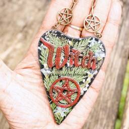 Green Witch Ouija Planchette Wall Hanging Floral Resin Oracle - thumbnail 2