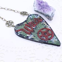 Green Witch Ouija Planchette Wall Hanging Floral Resin Oracle - thumbnail 3