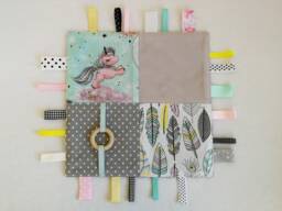 Sensory Blanket For Baby Girl Pink Unicorn Baby Shower Gift - thumbnail 1