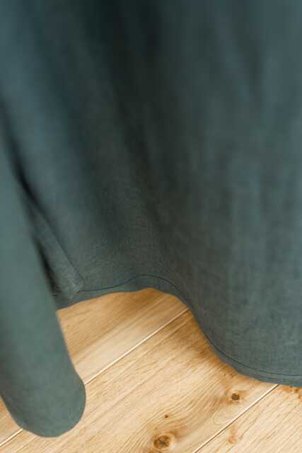 Tab Top Linen Curtain Panel Forest Green, Natural, & Creamy White - image 1