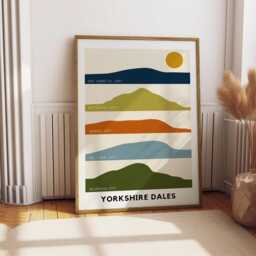 Yorkshire Dales Print Silhouette Mountain Art, National Park - thumbnail 1