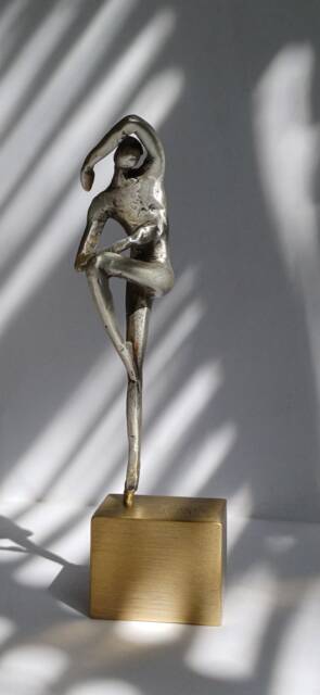 Tai Chi Chuan Miniature Figurine Sculpture in Sterling Silver & Bronze - image 1