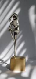 Tai Chi Chuan Miniature Figurine Sculpture in Sterling Silver & Bronze - thumbnail 1