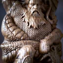 Handmade Oak Thor Statue Norse Pagan Altar Decor - thumbnail 4
